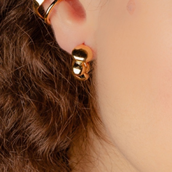 Elegant Gold toned Earrings stainless steel alloy coated shiny melting pebbles - Picture 4 of 7